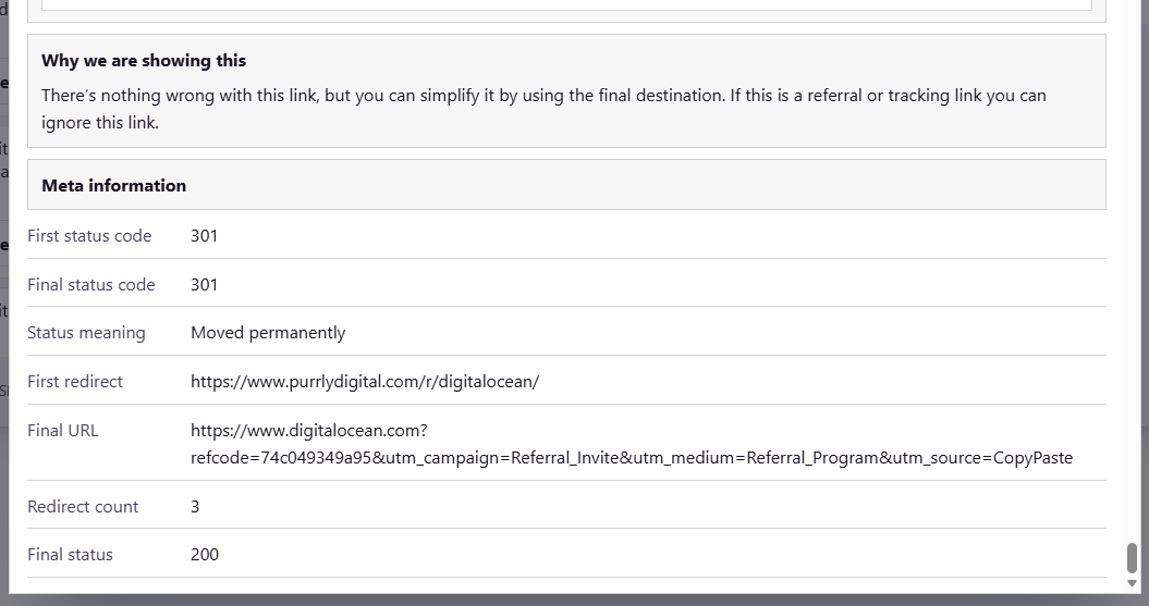 Issue Details modal in PurrView showing the reason and metadata sections for a finding.